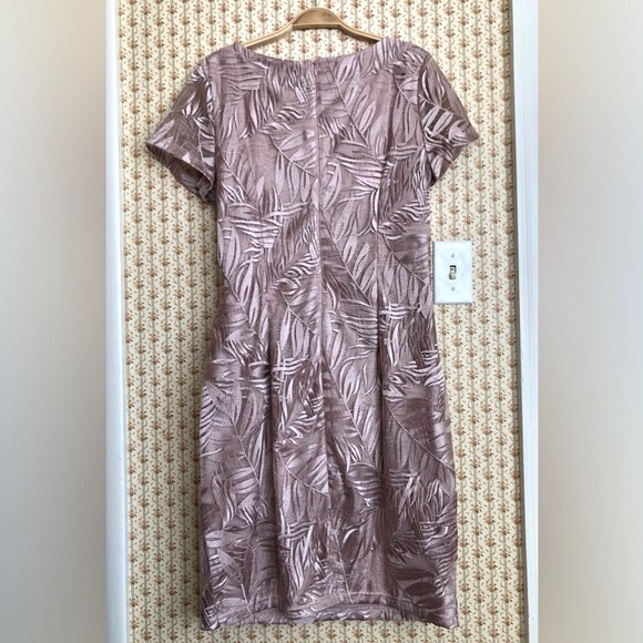 JS Collections Blush Draped Leaf Soutache Midi Cocktail Dress | 12 - Picture 5 of 6